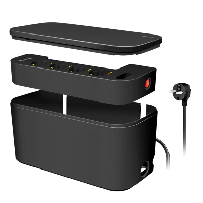 PRELUNGITOR LOGILINK, Schuko x 5, conectare prin Schuko (T), cutie management cabluri, 16 A, 2xUSB-A, 1xUSB-C, protectie IP20, negru, "LPS282U"