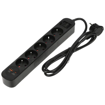 Prelungitor Virone PS-6/B/1.5M, 5 prize + 2 USB, 1,5 m