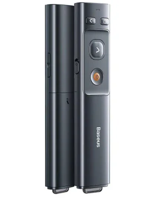 Presenter Baseus, wireless, laser 2.4 GHz, max. 100m, fara baterie, gri