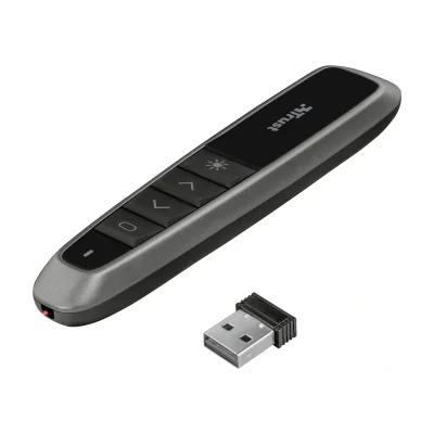 Presenter Trust wireless Bato, 4 butoane, interfata USB-A 2.0, 2 bateri tip AAA, negru