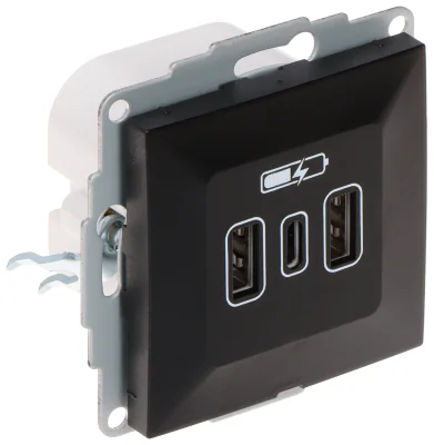 Priză de încărcare USB Elektro-Plast SANTRA/4108-19/EPN, 5 V DC / 3,4 A, 2 x USB-A + 1 x USB-C
