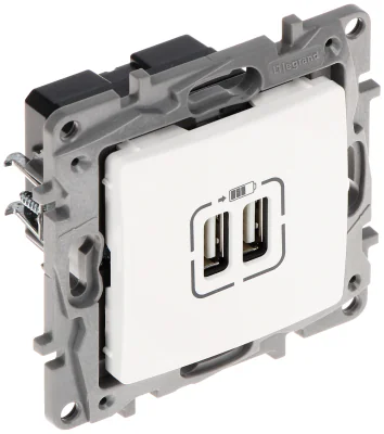 Priză de încărcare USB LEGRAND LE-764594, seria Niloe, 2 porturi USB, 2,4 A / 5 V