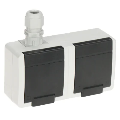 Priză dublă aparentă Elektro-Plast AQUANT-2K-G2/V1/EPN, 250 V AC, 16 A, IP65