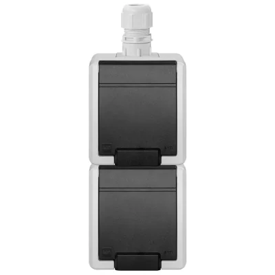 Priză dublă aparentă Elektro-Plast AQUANT-2K-G2/V2/EPN, 250 V AC, 16 A, IP65