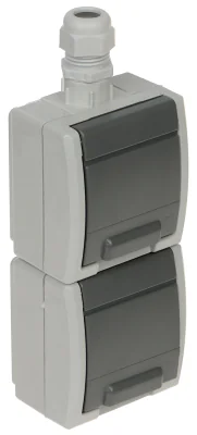 Priză dublă aparentă Elektro-Plast AQUANT-G2/V2/EPN, 230 V AC, 16 A, IP65