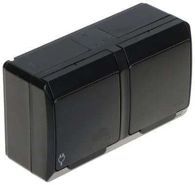 Priză dublă aparentă Elektro-Plast HERMES/0322-09/EPN, 250 V AC, 16 A, IP44