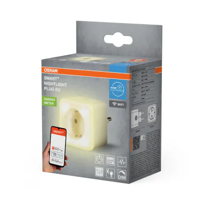 Priza inteligenta Osram Smart+ Wi-Fi, cu lumina de noapte, 16A,3680W,IP20, compatibila Amazon Alexa, Google Home