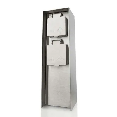 Priza pentru exterior Philips myGarden Rock, impamantare laterala, IP44 ,Inox