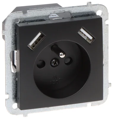 Priză simplă cu încărcător USB Elektro-Plast SANTRA/4188-19/EPN, 230 V, 16 A