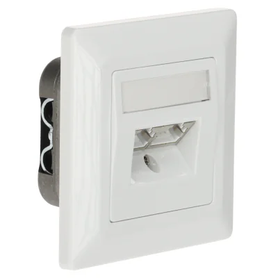 Priză terminală RJ-45 dublă SOLARIX SX9-2-5E-STP-WH, STP cat. 5e