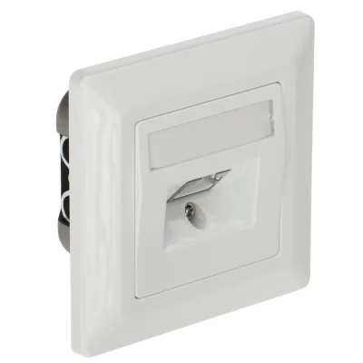 Priză terminală RJ-45 SOLARIX SX9-1-6-STP-WH, cat. 6 STP, încastrată, alb