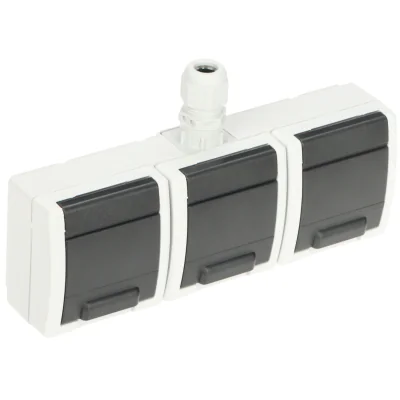 Priză triplă aparentă Elektro-Plast AQUANT-2K-G3/EPN, 250 V AC, 16 A, IP65