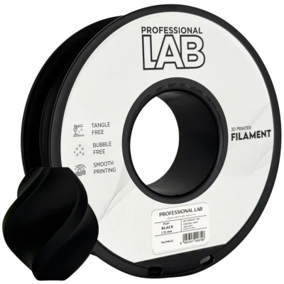 PROF. LAB 3D FILAMENT 1KG PLA+ BLACK, Diametru: 1.75mm, Greutate: 1kg, Temperatura duza: 200C – 220C, temperatura platforma printare: 50C – 60C, culoare: Negru, PLA+ este o versiune revizuita a PLA standard, mai durabil, mai putin casant, rezistenta 