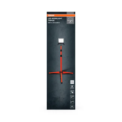 Proiector LED (lampa de lucru) cu stativ OSRAM Worklight Tripod, 30W,220-240V, 2700 lm, lumina neutra(4000K), IP65/IK06/IP44, inaltime ajustabila 1.8m, Aluminiu