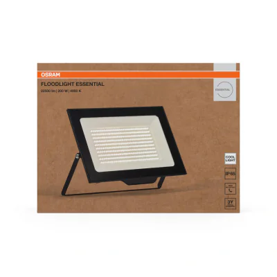 Proiector LED OSRAM FLOODLIGHT ESSENTIAL, 200W, 220-240V, 22500 lm, lumina neutra(4000K), IP65, 40.2x29.1x31cm, aluminiu, Negru