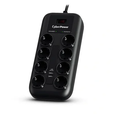 CYBERPOWER PROFESSIONAL P0820SUF0-DE 8-way power strip - surge protection 1050J max. 6000V - 22500A USB charger 2x 5V/2A