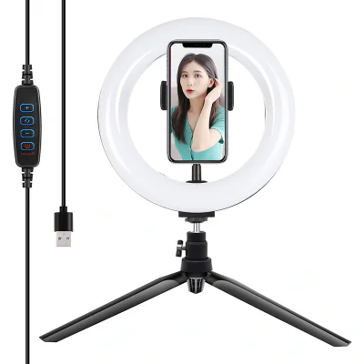 Puluz 20cm LED inel de lumină / trepied cu suport pentru telefon PKT3073B