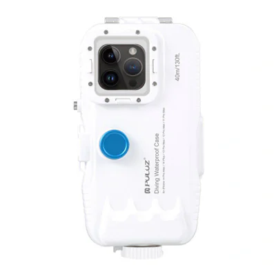 Puluz carcasă impermeabilă din plastic pentru iPhone 15 Plus/15 Pro Max/14 Plus/14 Pro Max/13 Pro Max/12 Pro Max/11 Pro Max (alb)