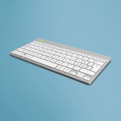 R-Go Tools Ergonomic keyboard R-Go Compact Break, compact keyboard with break software, QWERTZ (CH), Bluetooth, white, Mini, Wireless, Bluetooth, Scissor key switch, QWERTZ, White