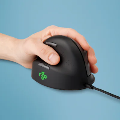 R-Go Tools Ergonomic mouse R-Go HE Break with break software, medium (hand size 165-185 mm), left-handed, Wired, black, Left-hand, Optical, USB Type-A, 2400 DPI, Black