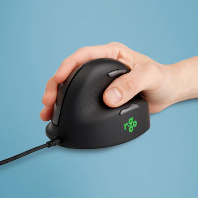 R-Go Tools Ergonomic mouse R-Go HE Break with break software, medium (hand size 165-185 mm), right-handed, Wired, black, Right-hand, Optical, USB Type-A, 2400 DPI, Black