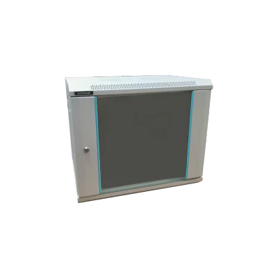 Rack 9U 600x450, montare pe perete, usa din sticla, panouri laterale detasabile si securizate, dezasamblat, culoare gri RAL 7035, DATEUP