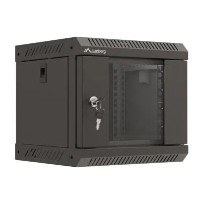 Rack de perete Lanberg 10" 4U, 300x300, ușă din sticlă, negru