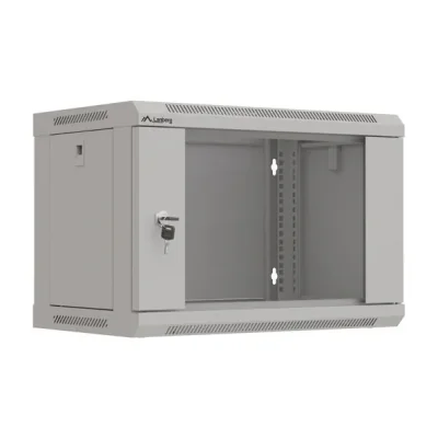 Rack de perete Lanberg 19" 6U, 540x350 mm, ușă din sticlă, gri