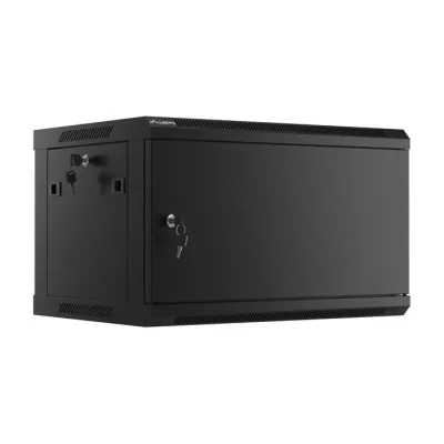 Rack de perete Lanberg 19" 6U 600x450 mm, ușă metalică, negru