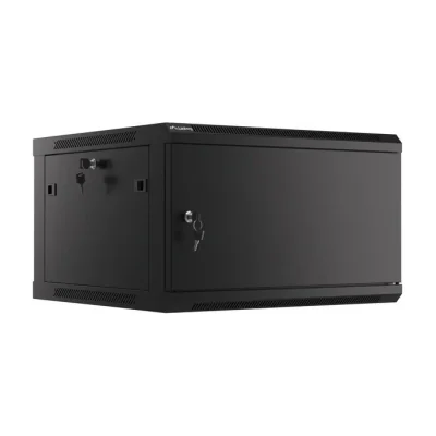 Rack de perete Lanberg 19", 6U, 600x600 mm, ușă metalică, negru