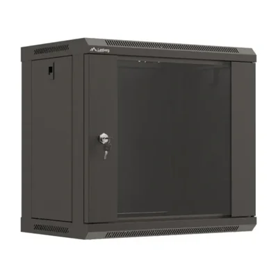 Rack de perete Lanberg 19" 9U, 540x350 mm, ușă din sticlă, negru