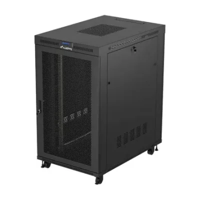 Rack de podea Lanberg 19" Free-Standing 27U/800x1200, ușă perforată, panou LCD, sarcină maximă 1200 kg, negru