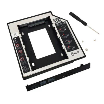 Rack intern SPACER, tip caddy 12.7mm, 5.25 inch la 2.5 inch, S-ATA, interfata PC S-ATA, metal, negru