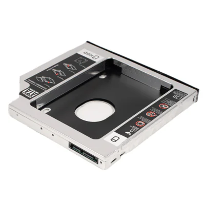 Rack intern SPACER, tip caddy 12.7mm, 5.25 inch la 2.5 inch, S-ATA, interfata PC S-ATA, metal, negru