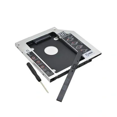 Rack intern SPACER, tip caddy 9.5mm, 5.25 inch la 2.5 inch, S-ATA, interfata PC S-ATA, metal, negru,