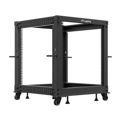 Rack Open Frame Lanberg 19" 12U, 600x600-1100 reglabil, negru