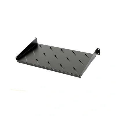 Raft fix 19", 1U, 300mm, fixare fata in 2 puncte, sarcina 30kg, culoare neagra RAL 9005 - DATEUP "9801130401"