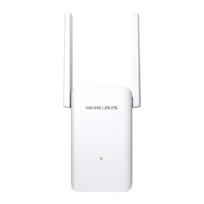 AX3000 Wi-Fi Range Extender SPEED: 574 Mbps at 2.4 GHz + 2402 Mbps at 5 GHz SPEC: 2× Fixed External Antennas, 1× Gigabit Port, Wall Plugged, 1024 QAM, OFDMA FEATURE: MERCUSYS APP, WPS/Reset Button, Signal Indicator, Range Extender/Access Point mode, 
