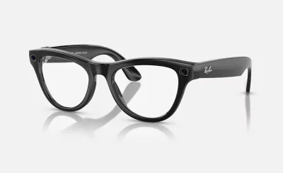 Ray-Ban Meta Sunglasses Skyler (Gen 1) – RW4010 601/MF 52 – Shiny Black / Clear Cerulean Blue