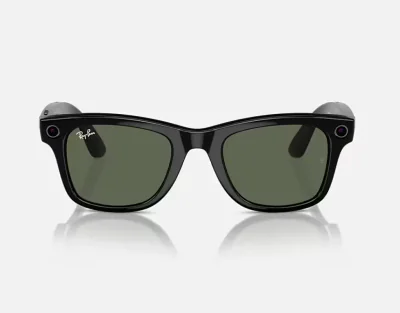 Ray-Ban Meta Wayfarer AI Glasses Shiny Black/G-15 Green