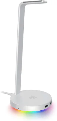 Razer Base Station V2 Chroma - Chroma Enabled Headset Stand with USB 3.1 Hub and 7.1 Surround Sound - Mercury (White)