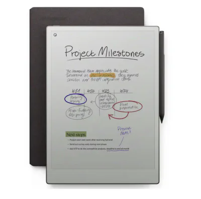 ReMarkable Paper Pro Tablet- Marker Plus Black + Book Folio Mosaic Weave Basalt