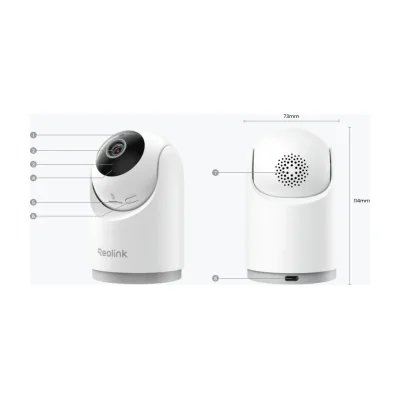 Reolink E SERIES E331 5MP IR12m Cameră de supraveghere Wi-Fi, Detectie miscare/oameni/animale/plans, Audio bidirecțional, Instalare ușoară și flexibilă, pana la 512GB SD card