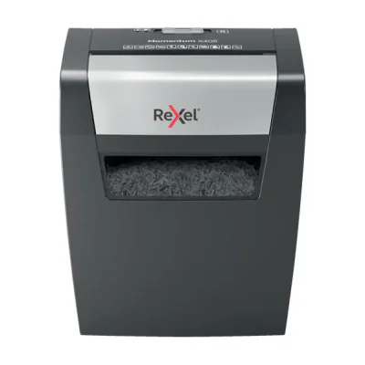 Rexel Momentum X406 Cross Cut Paper Shredder P4, Particle-cut shredding, 4 x 28 mm, 15 L, 125 sheets, 70 dB, Buttons