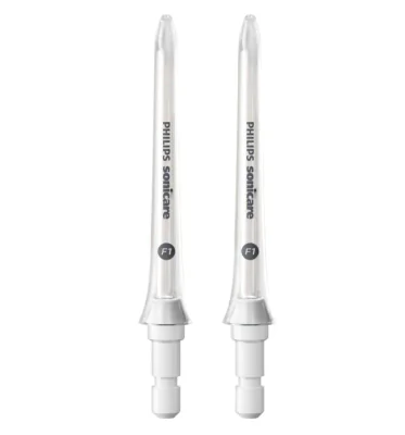 Rezerva 2 capete de curatare interdentara PHILIPS Sonicare HX3042/00, Varf de ghidaj, Jet puternic de apa, Compatibil cu aparatele de curatare interdentara Sonicare Power Flosser, L x A x I (mm) 20x62x110