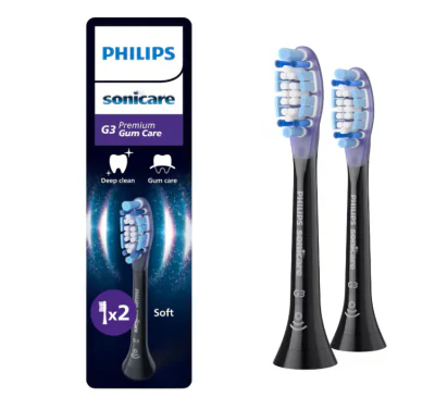 Rezerve PHILIPS Sonicare Gum Care HX9052/88, Pachet de 2 capete de periere, Standard, Click-on, Sincronizarea modurilor BrushSync, Negru, L x A x I (mm) 60x25.7x230.5