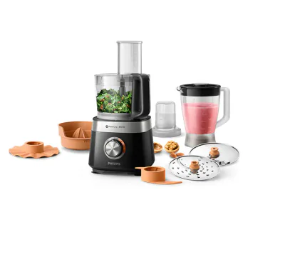 Robot de bucatarie PHILIPS Viva Collection HR7530/10, vas 2.1l, blender 1.5l, 850W, 2 trepte viteza, Negru