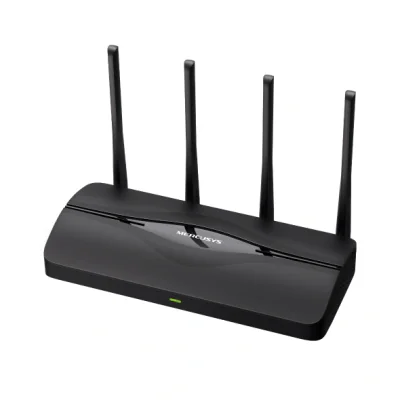 BE3600 Dual-Band Wi-Fi 7 Router SPEED:688 Mbps at 2.4GHz +2880 Mbps at 5GHz SPEC:4× Fixed Omni-Directional Antennas, 1× 2.5 Gbps WAN Port + 1× 2.5 Gbps LAN Port + 2× 1 Gbps LAN Ports, MLO, 4096-QAM, EHT160 on 5GHz FEATURE: MERCUSYS App, Router/AP Mod