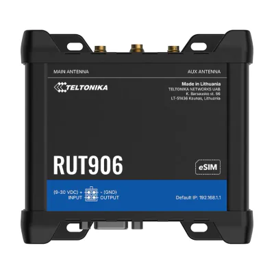 Router TELTONIKA RUT906, 4G LTE Cat 4, Wi-Fi 4, 4x Ethernet, DIN rail, dual SIM, RS232/RS485, GNSS