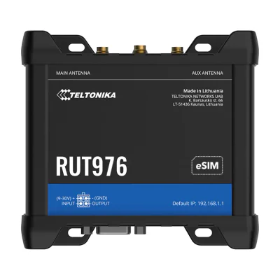 Router TELTONIKA RUT976, 5G, Wi-Fi 4, 4x Ethernet, DIN rail, dual SIM, RS232/RS485, GNSS